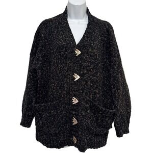 Amy Brill Vintage Chunky Knit Cardigan Southwestern Shell Buttons USA 90s